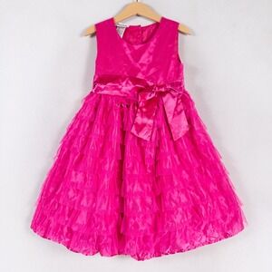 Blueberi Boulevard Dress Girls 6 Hot Pink Tiered Tulle Ruffle Party Barbiecore